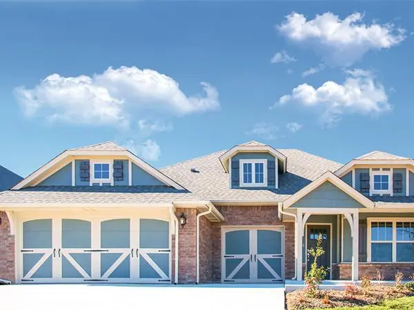 A house with a new garage door